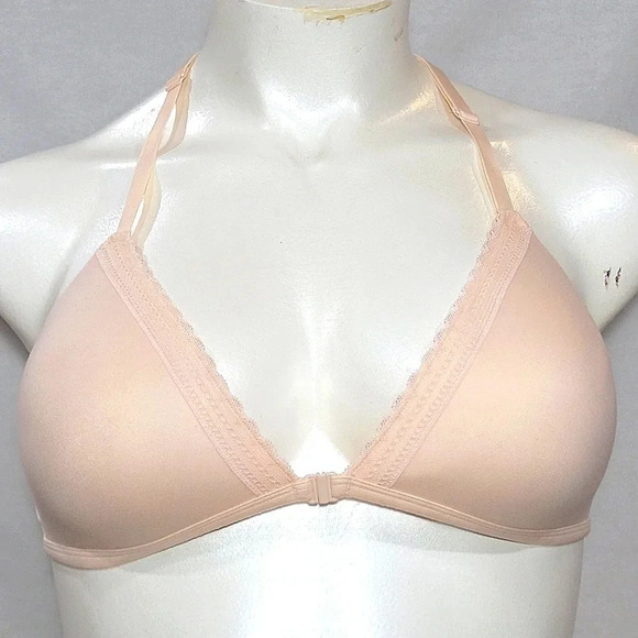 34C Xhilaration Front Close Lounge Wire Free Lace Bra Feather Peach NWT - Picture 1 of 6
